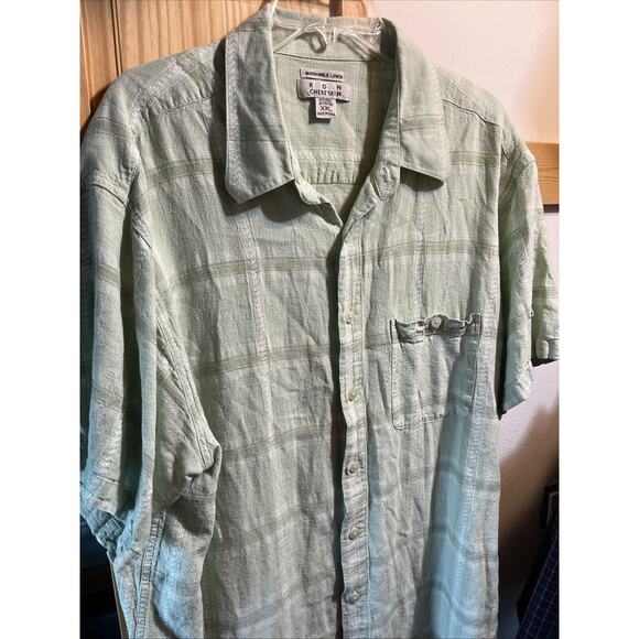 Ron Chereskin Men’s Green XXL Linen Rayon Short Sleeve Hawaiian Shirt Outdoor - Picture 2 of 10